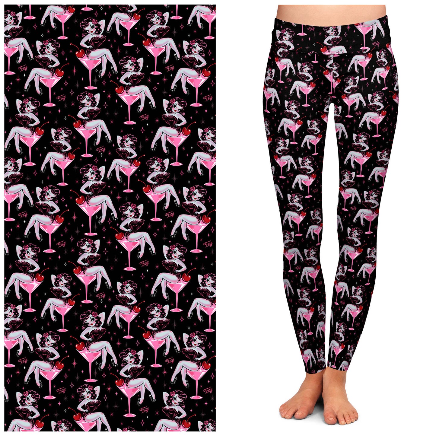 "Cocktail Crush" Leggings by Miss Fluff x Lipstick & Chrome - Cityz Atelier Lumière