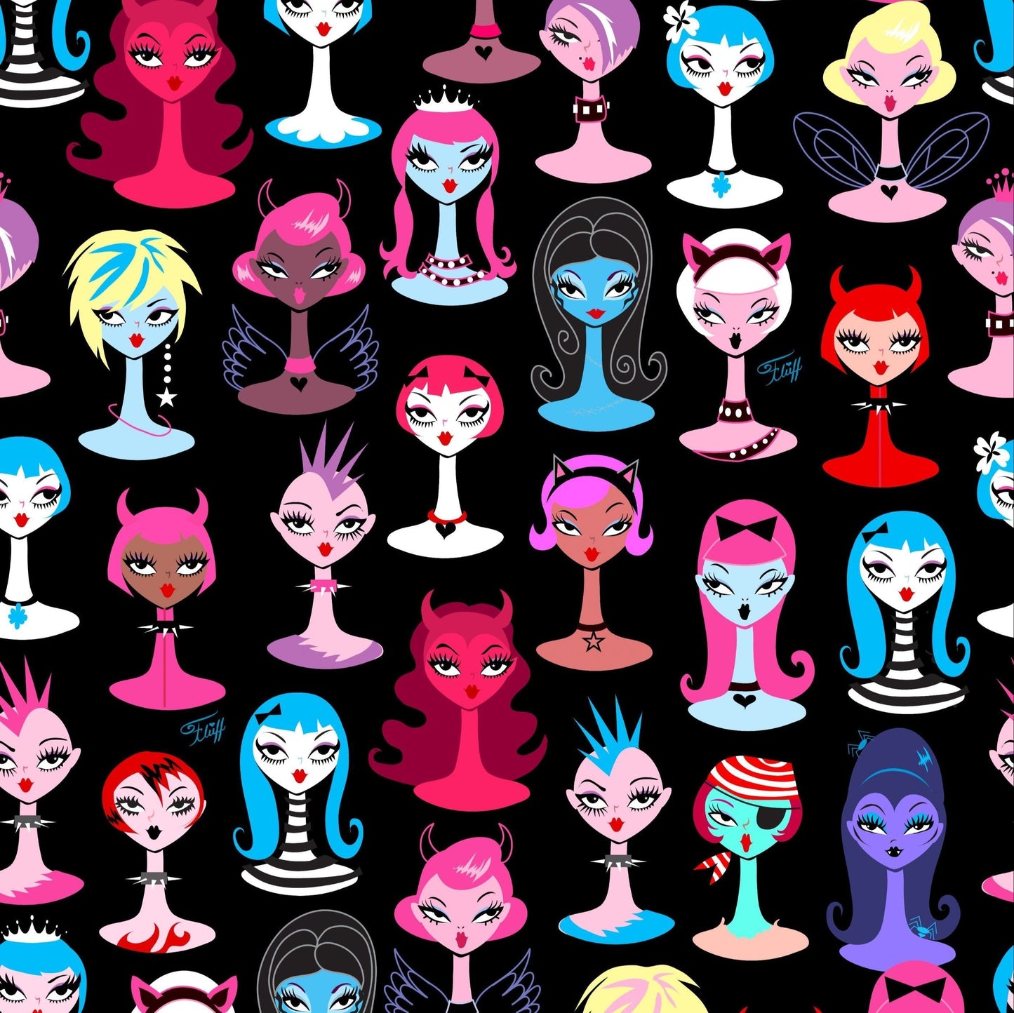 "Goth Dolls" Leggings by Miss Fluff x Lipstick & Chrome - Cityz Atelier Lumière