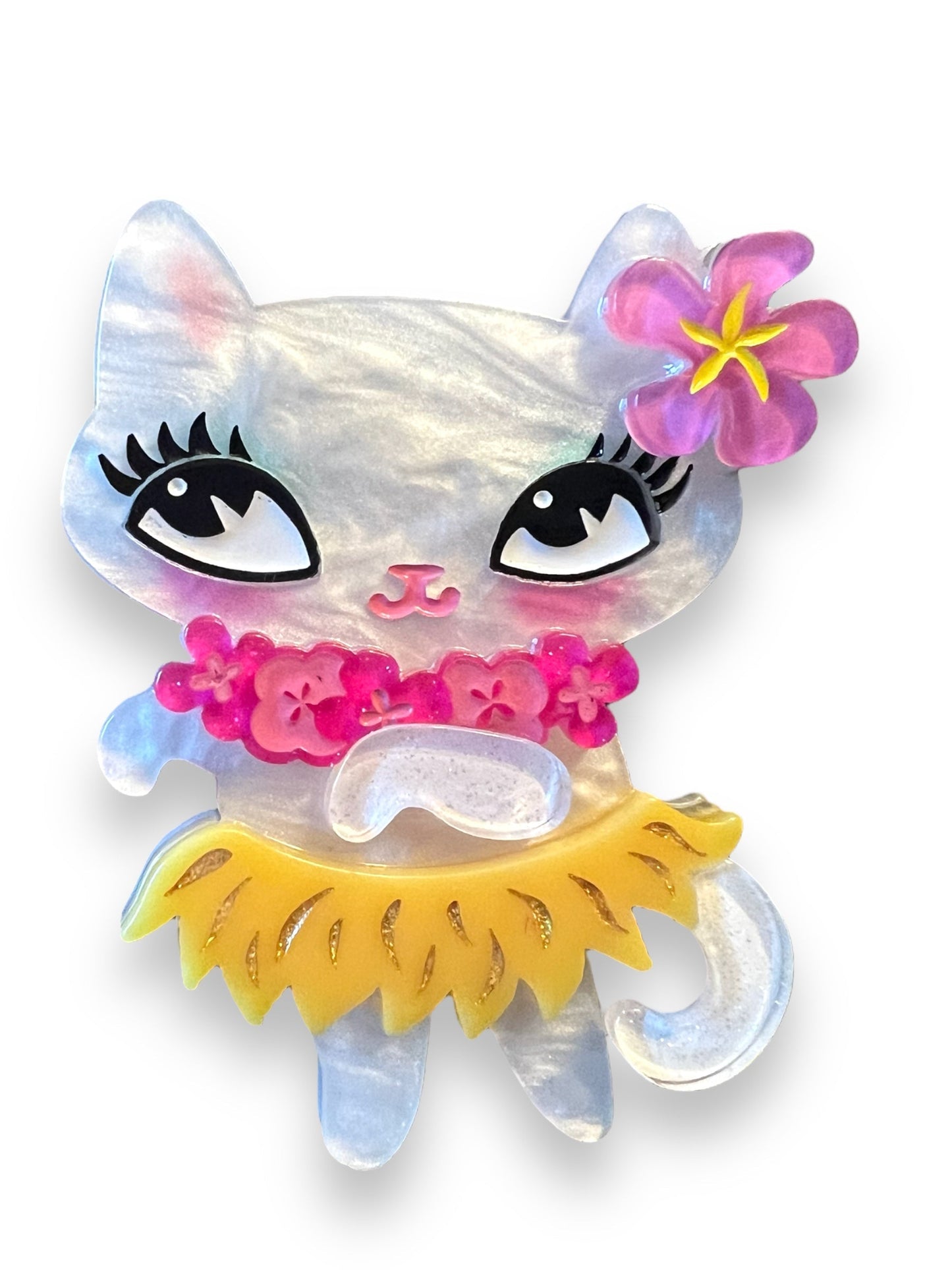 Tiki Hula Kitty Brooch by Miss Fluff x Lipstick & Chrome - Cityz Atelier Lumière