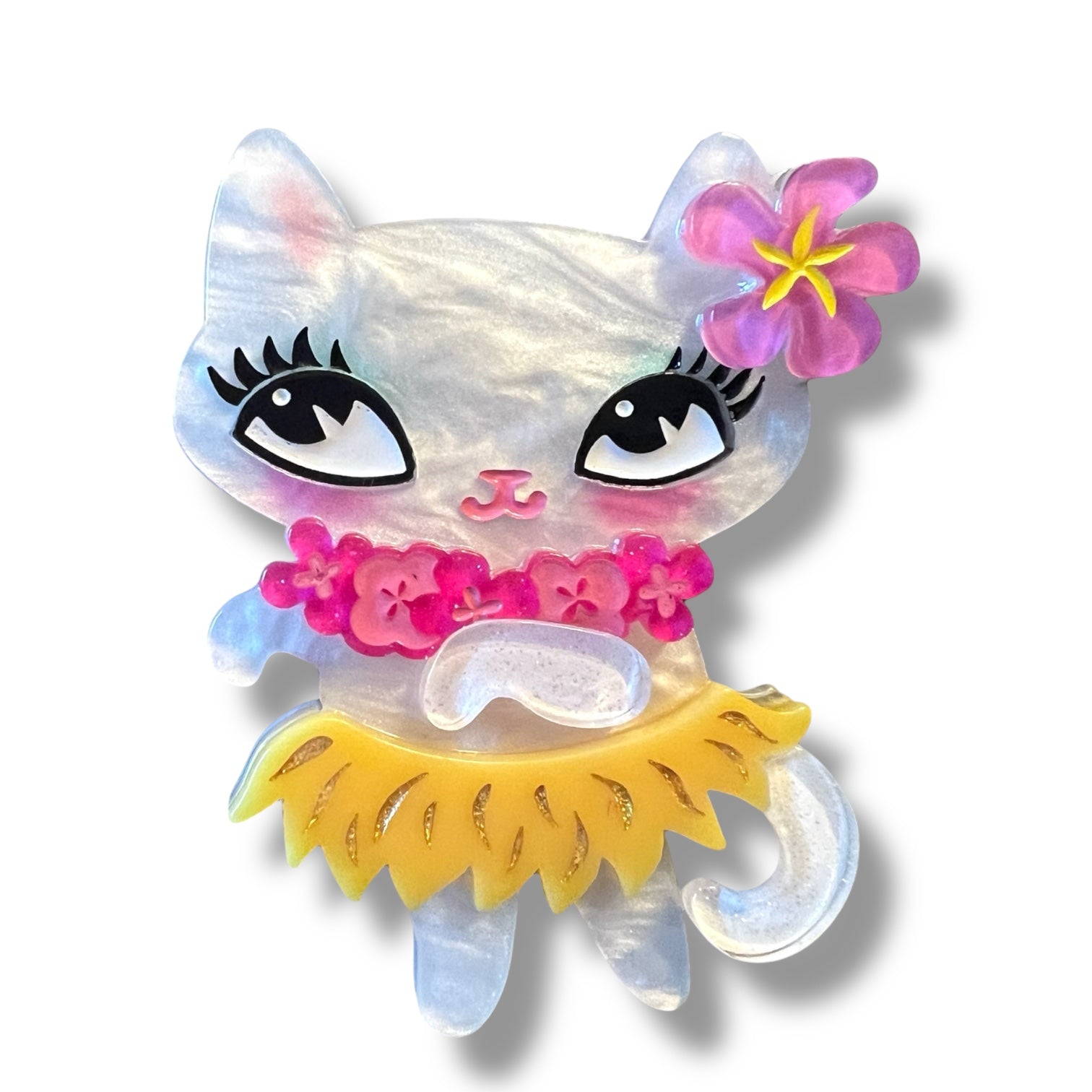 Tiki Hula Kitty Brooch by Miss Fluff x Lipstick & Chrome - Cityz Atelier Lumière