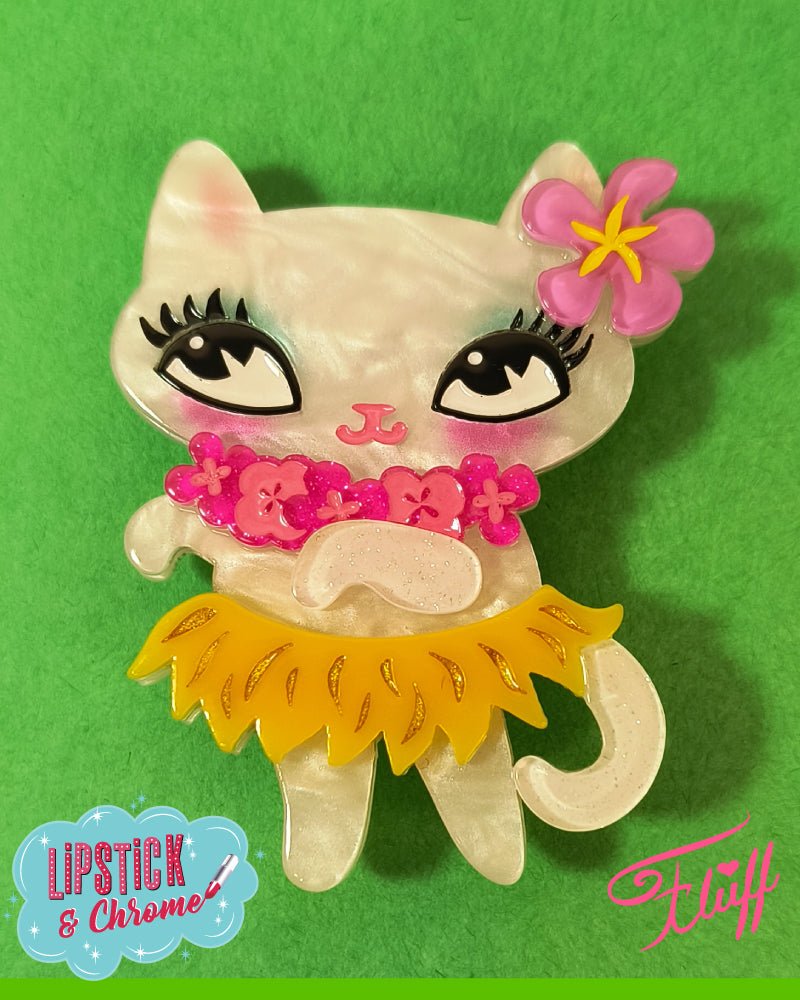 Tiki Hula Kitty Brooch by Miss Fluff x Lipstick & Chrome - Cityz Atelier Lumière