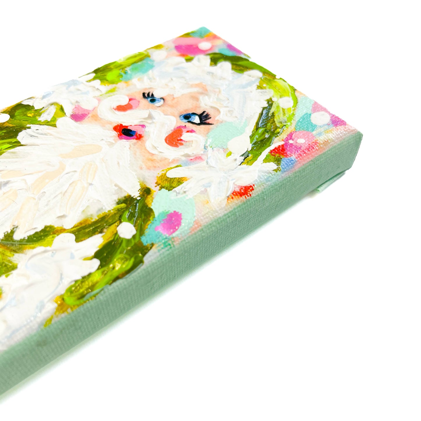 Vintage Velvet Green Santa Original Painting - Cityz Atelier Lumière