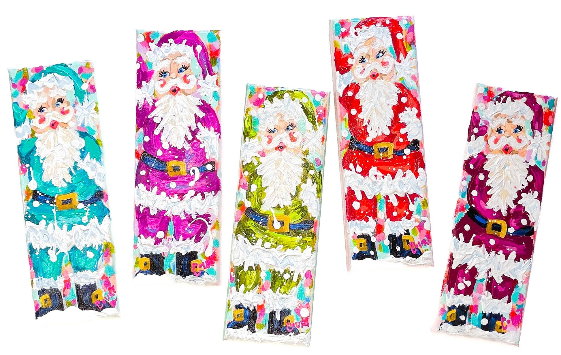 Vintage Velvet Green Santa Original Painting - Cityz Atelier Lumière